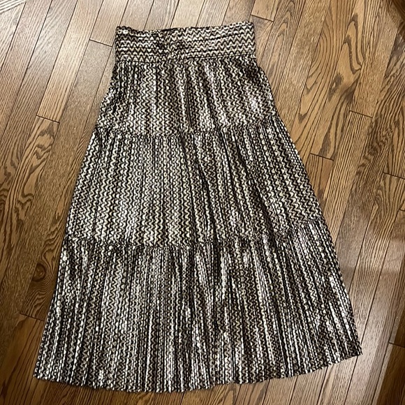 ba&sh gold metallic tiered skirt - Picture 3 of 5